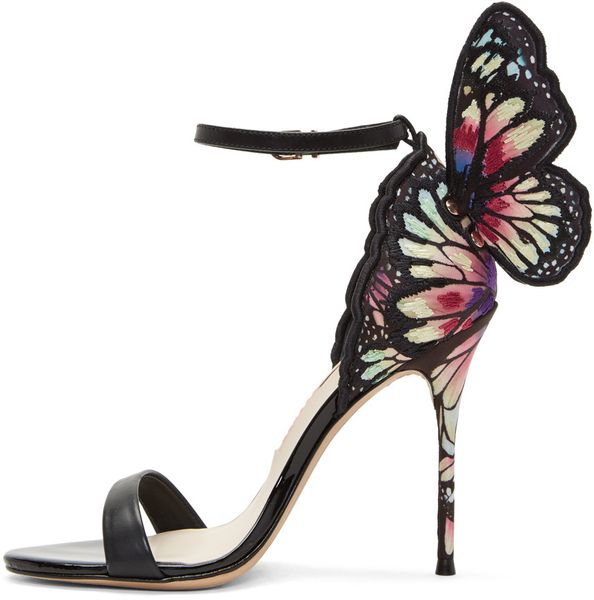 

sophia webster webster butterfly sandals fashion evangeline angel-wing sandals high heeled stiletto ankle strap lady sandals size 34-42, Black