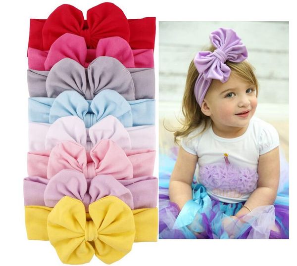 

9 colors baby cotton headband knot tie headband headwrap vintage head wrap p prop stretchy knot girls hair accessories, Slivery;white