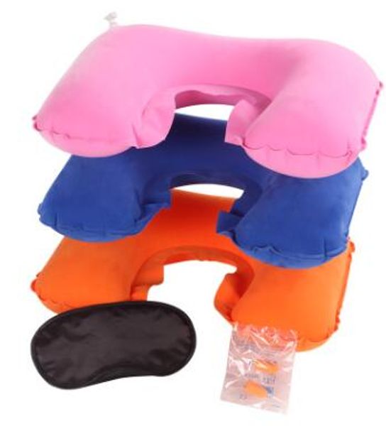 Бесплатная доставка набор для путешествий 3-в-1 воздушная подушка для шеи + беруши + маска для глаз