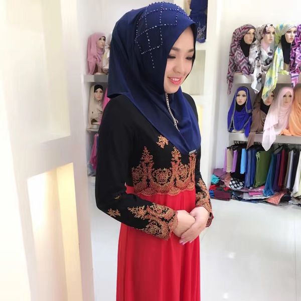 

Платье с перламутровым платьем для новобрачных мусульманского происхождения Hijab Islamic