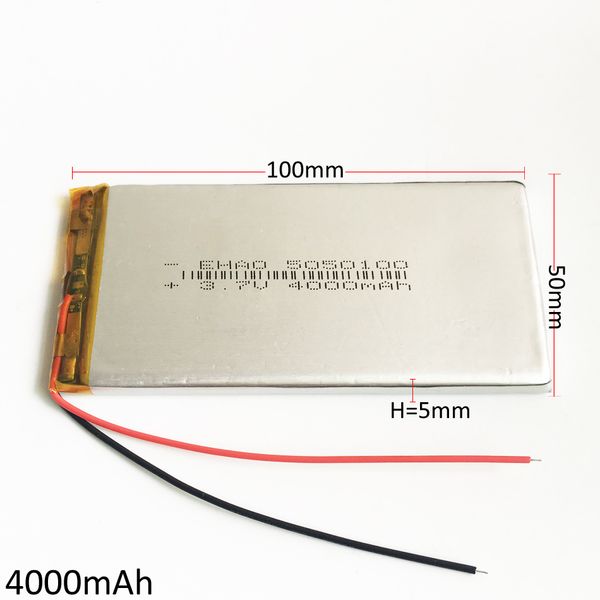 

Model 5050100 3.7V 4000mAh Lithium Polymer Li-Po Rechargeable Battery For DVD PAD Mobile phone GPS Power bank Camera E-books Notebook TV box