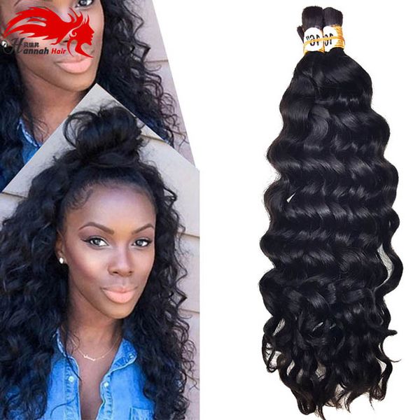 

mongolian afro deep curly wave human braiding hair bulk 3pcs 150gram human remy hair for braiding bulk no attachment hannah product, Black