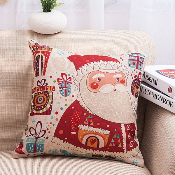 

45*45cm printed cartoon christmas pillowcase gift square pillow case decorative sofa home decor car cushion cover linen flaxen