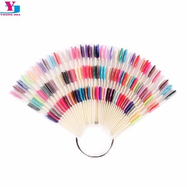 

wholesale-150tips 3 knots nail art display board nails with ring salon tool makeup chart color sample practice fan nail polish display free, Red;gold