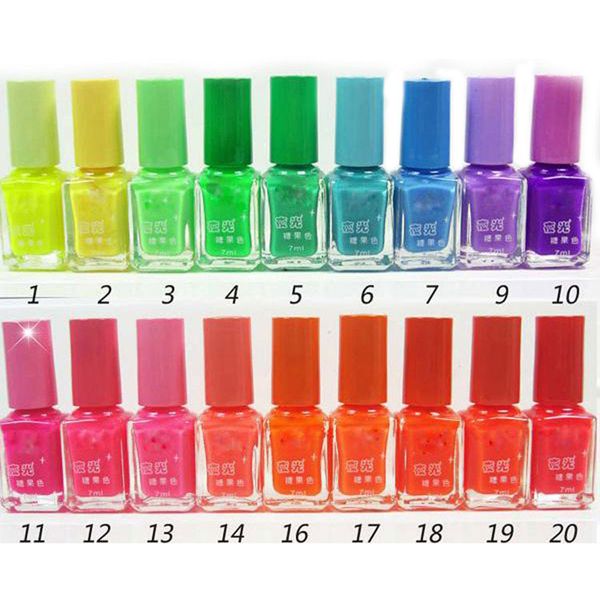 

wholesale- 10pcs/lot candy color10colors popular luminous paint nail polish glowing fluorescent varnish nail art nail enamel