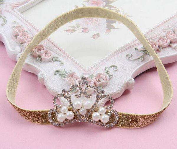 

fashion baby kids infant toddler girl princess crown pearl headband hair band yh404, Slivery;white