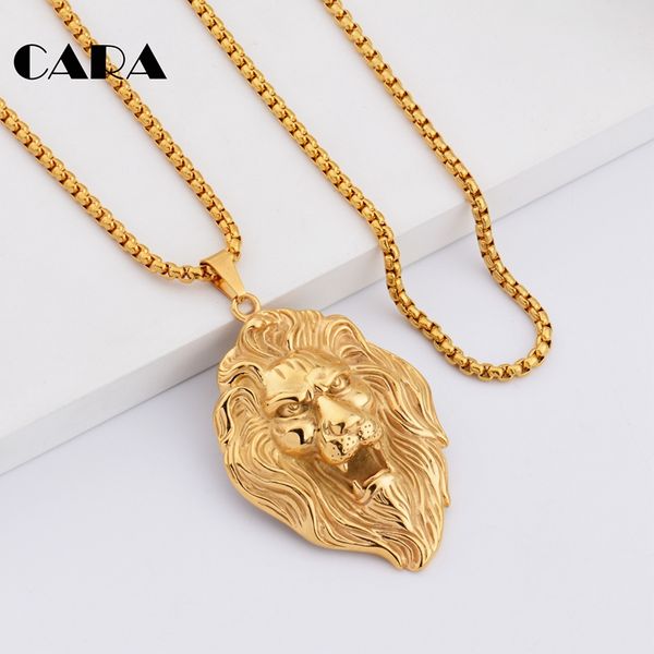

cara 2017 new fashion mens stainless steel 27''long hip hop necklace roaring lion necklace pendant for mens jewelry necklace cagf0, Silver