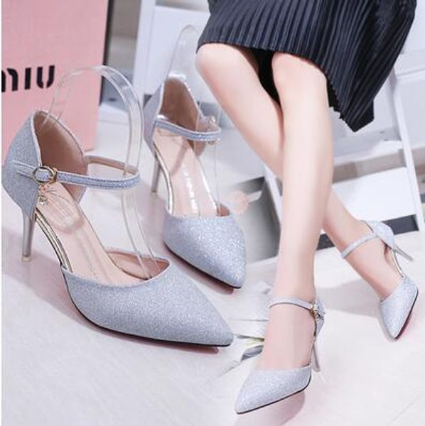 

2017 new sandals in the summer with thin heels rhinestone high heels women's shoe wedding bridal shoes sandal, Black