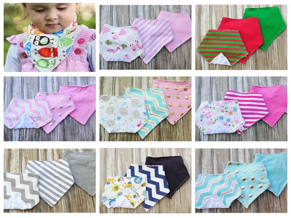 

3pcs/set infant baby cotton minky dots bibs burp cloths water absorption double layer triangle saliva bavoir towel pinafore apron bib ye011