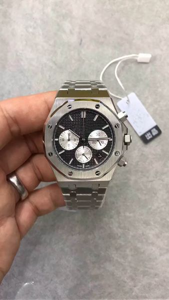 

2019 новый список лучшее качество часы royal oak мужские часы vk кварцевый хронограф черный циферблат стали часы из нержавеющей, Slivery;brown