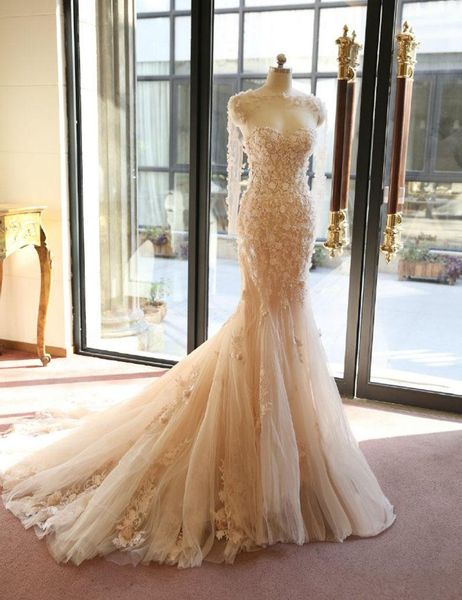 

blush pink mermaid evening dresses long sleeve 3d-floral appliques beaded lace hollow back sweep train prom gowns, Black;red