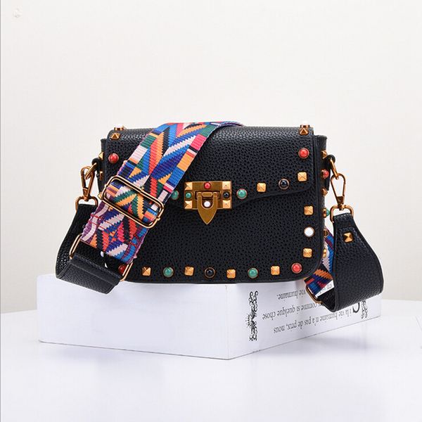 

высокое качество искусственная кожа женщины crossbody сумки мода цвет заклепки дизайнерские сумки регулируемые сумки на ремне 5 цветов