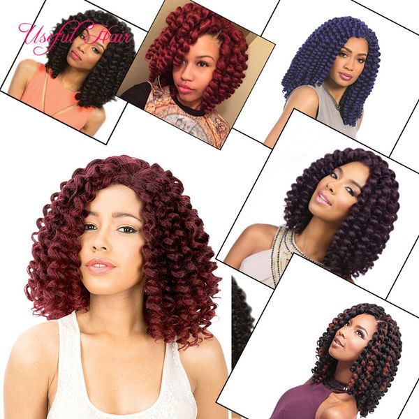 

8" jumpy wand curls crochet synthetic braiding hair janet curly crochet hair braids jamaican bounce twist braid kinky curly hair extens, Black