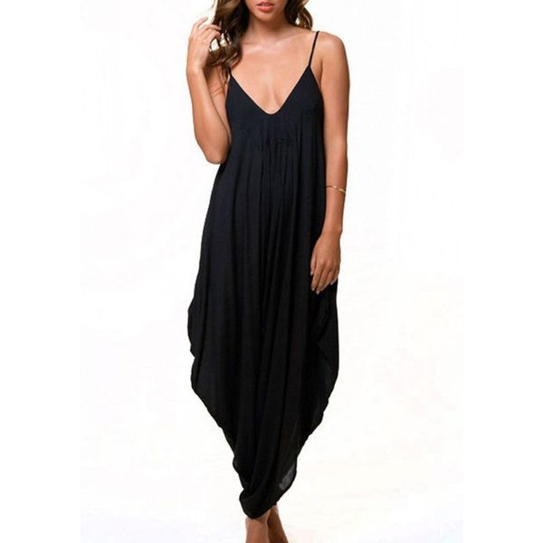 

wholesale- women's v neck loose baggy fit summer/beach/party jumpsuit romper harem suit, Black;white