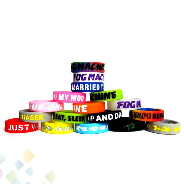 

Gravure Non-Slip Silicone Ring Colorful Silicone Vape Band Non-Skid Silicon Ring Carved filling fit E Cigarette Mods DHL Free