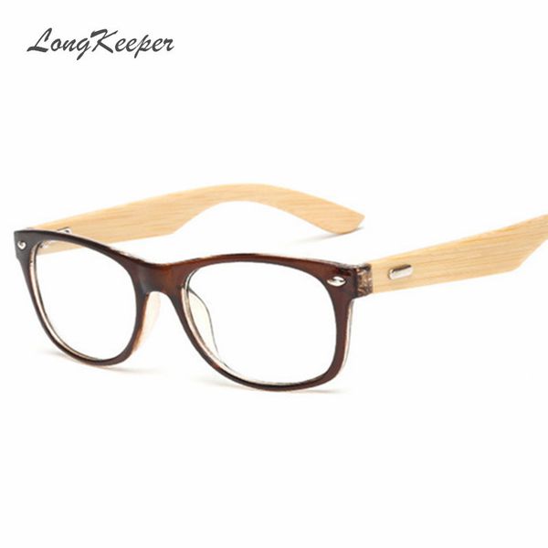 

wholesale- longkeeper bamboo glasses frame men women eyeglasses wood spectacle frames original wooden temple eyewares optical myopic oculos, Silver