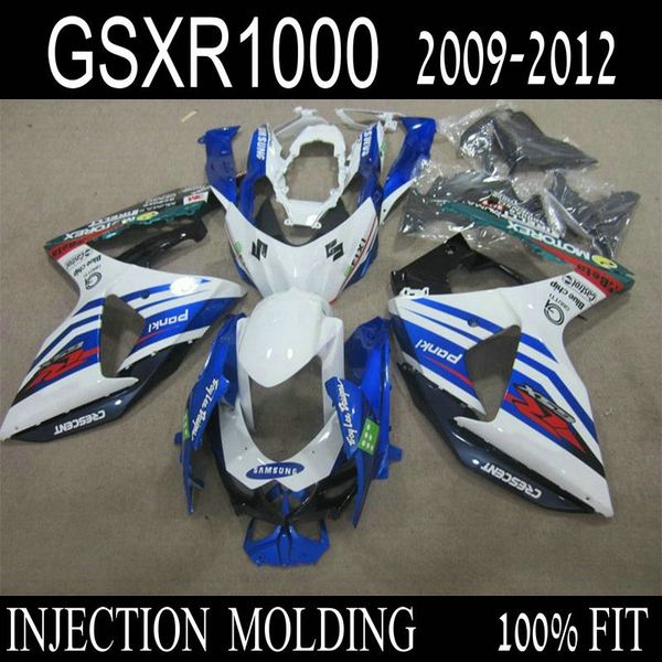

injection molding fairings for suzuki gsxr1000 09 10 11 12 white blue bodywork fairing kit gsxr 1000 2009-2012 it36