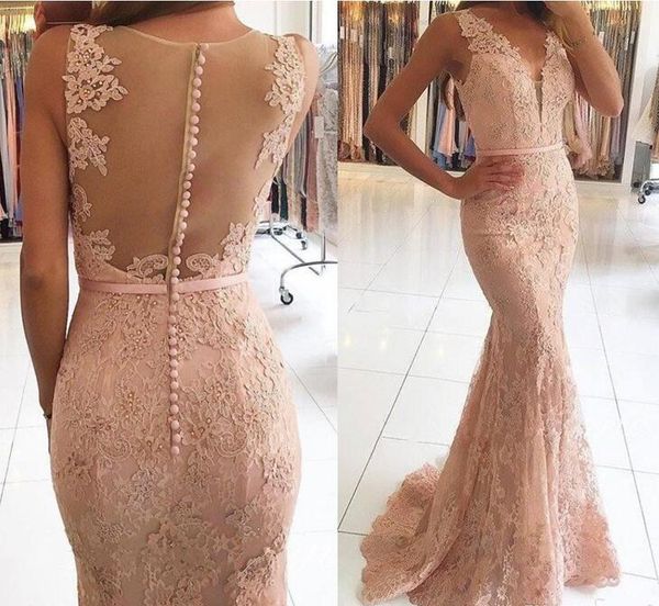 

вечерние платья носить 2017 новый сексуальный v шеи иллюзия кружевные аппликации из бисера румяна розовая русалка с длинным рукавом вечерн, Black;red