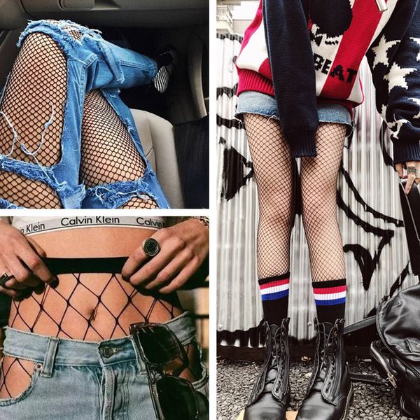 

socks hosiery women's underwear 2017 fishnet stockings spring summer hollow fishing socks long section of women's socks 1218, Black;white