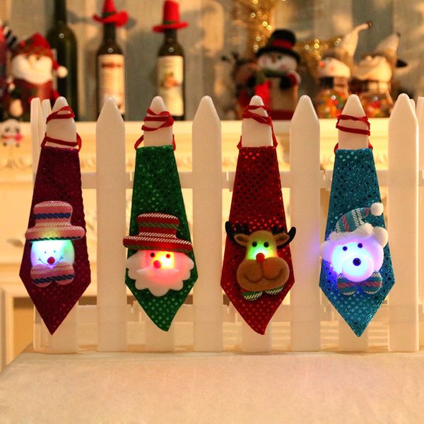 LED Noel dekorasyon çocuk boyun kravat 4 renk 20 * 8 cm pullu kravat X-mas kravat çocuk Kravat için Noel hediyesi