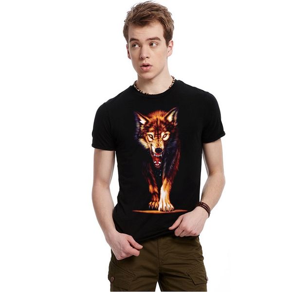 

2017 fashion streetwear gold wolf print men's 3d animal t-shirt black short sleeve clothes t shirt o neck loose fit bmtx26 f, White;black