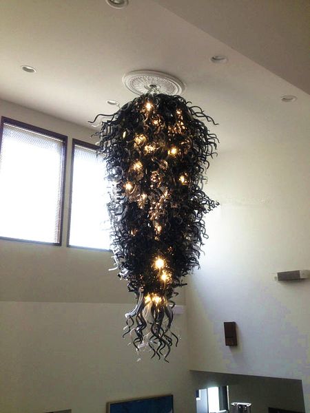 

luxury black twisted stems blown glass chandelier lighting art glass chandelier led source fixture home decor