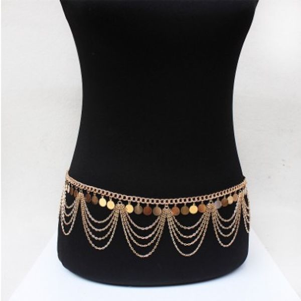 

vintage waist chain sequines gold plated multi layered tassels belly dance chain bohemian style womens body jewelry gifts waist chain, Silver