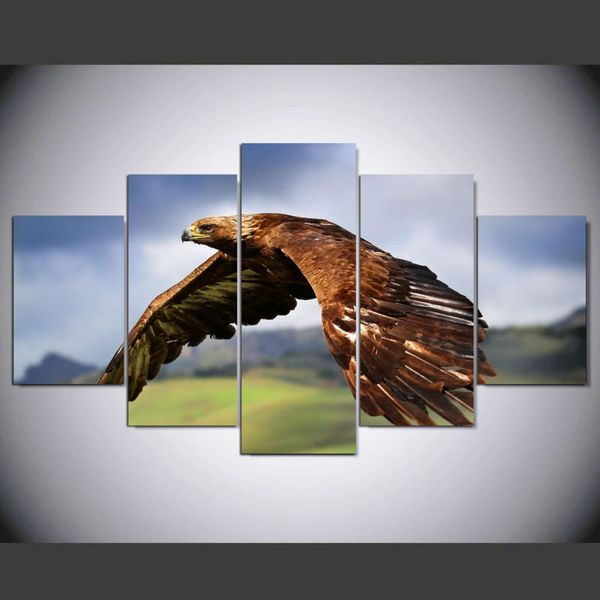 2019 Fashion Home Decoration Wall Art Birds Painting 5 Panel Canvas Art Print Soaring Eagle Pictures Room Decor Wall Poster From Tian7777777 1709