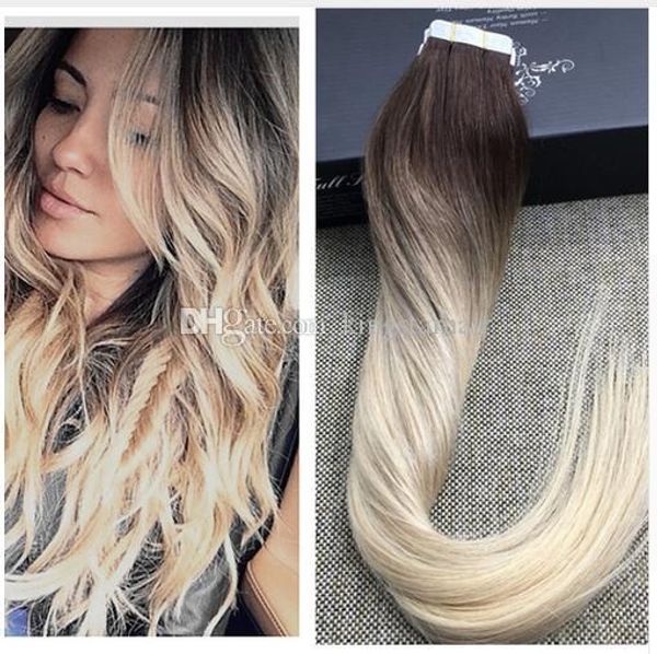 Grosshandel Farbe 3 4 613 Full Shine Blonde Ombre Menschenhaar Balayage Haut Schuss Nahtlose Haarverlangerungen Band In Haarverlangerungen Virgin