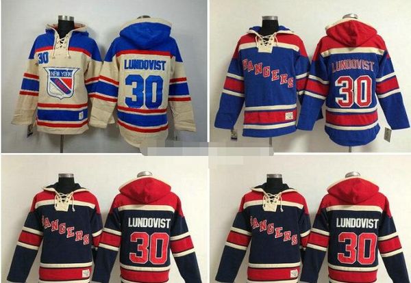 

mens womens youth henrik lundqvist #30 hoodies new york rangers kids color blue 100% stitched ice hockey hoodies, Black;red