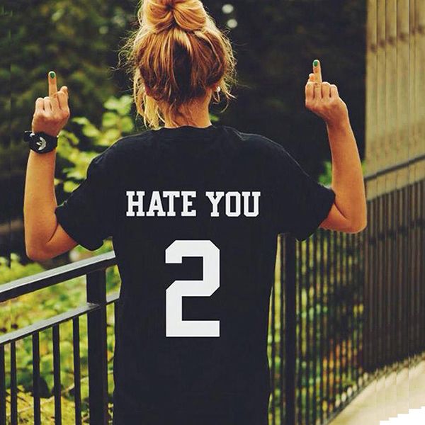 

wholesale-black hate you letter print women t-shirt womens tshirt girl s - xxxl cotton, White