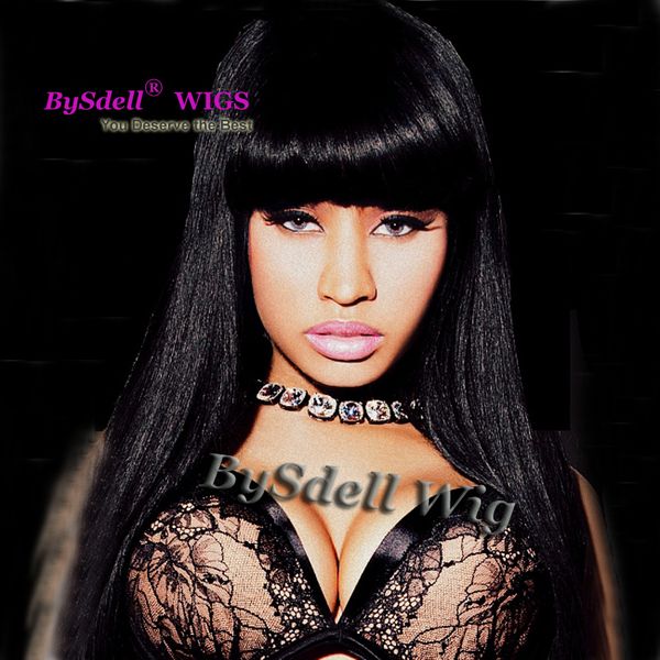 Celebrity Nicki Minaj Hair Style Wig Hot Sale Ladys Pure Black