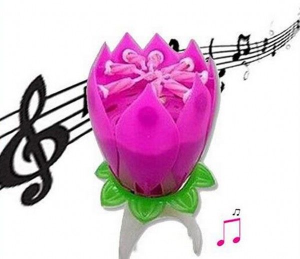 

Lotus Flower Music Candle Beautiful Blossom Lotus Flower Candle Birthday Party Cake Music Sparkle Cake Topper Rotating Candle Candles
