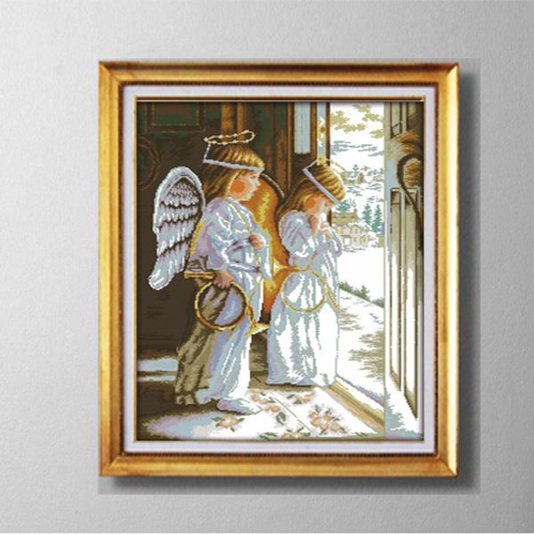 

The angels will also need comfort, DIY Western style Cross Stitch kits Needlework embroider Sets, Counted Print on canvas DMC 11CT 14CT