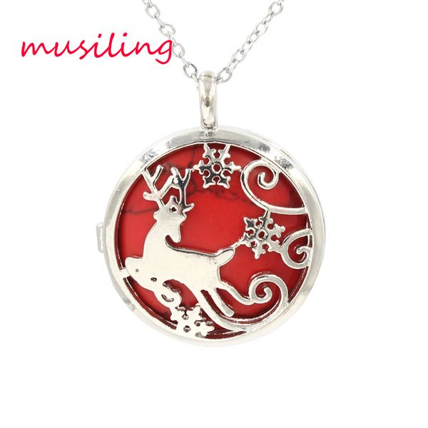 

openwork sika deer locket pendants natural gem stone pendulum turquoise lapis lazuli etc stone bead charms fashion jewelry for women, Silver