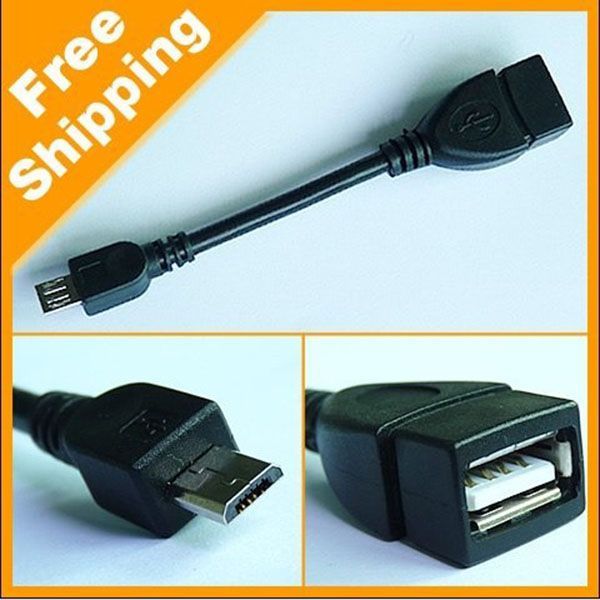 1000 pçs / lote Micro USB Host Cabo OTG 10 cm 5pin mini cabo usb para tablet pc telefone móvel mp4 mp5 Telefone Inteligente Frete Grátis