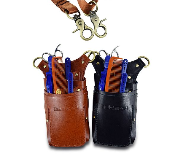 Hairdresser Leather Bag Hair Comb Pocket Scissors Kit Bag