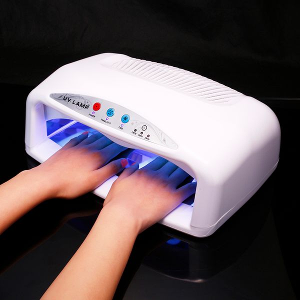 

wholesale- selfow 54w uv light nail dryer with timer and fan professional gel nail dryer lamp uv light curing machine 2 hands