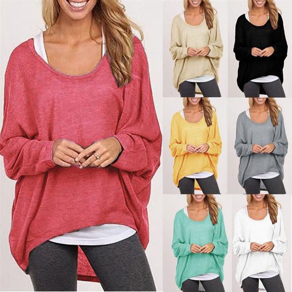 Frauen Damen Neue Lose Langarm T-shirt Bluse Baggy unregelmäßige Tops Pullover