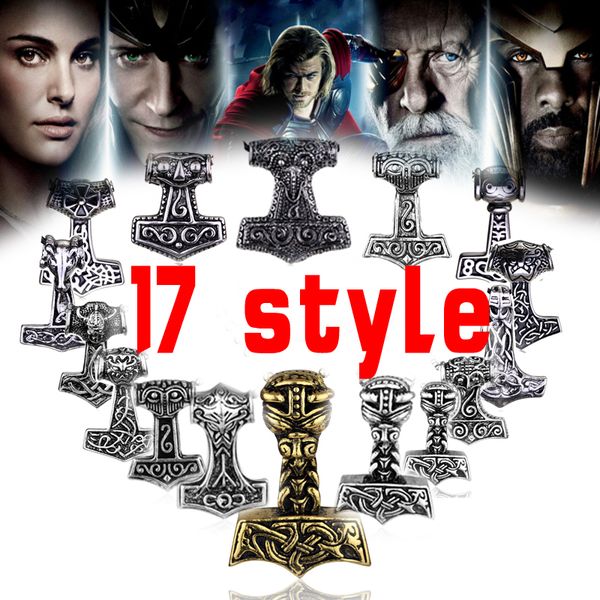 

wholesale- sect silver plated thor hammer knot pendant necklace viking norse odin jewelry for wholesale men christmas gifts