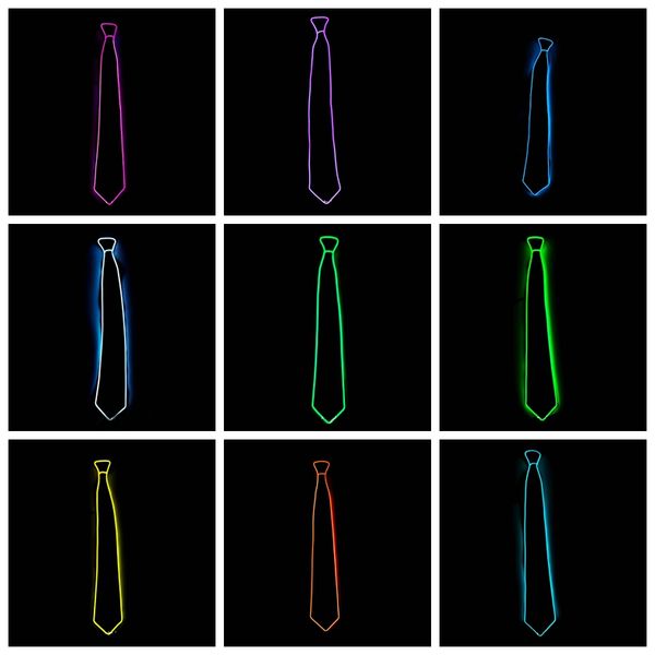 

light 10 color el tie light up led neckties glowing for party decoration dj bar club cosplay show ing