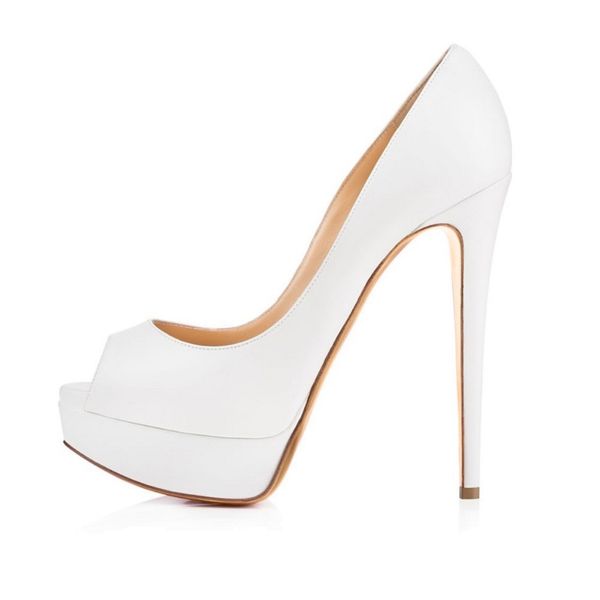 

zandina женская мода sexy ручной работы высокий каблук peep toe платформы разноцветные шпильках слайд свадебные насосы обувь белый k353, Black