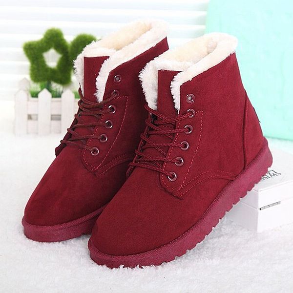 

wholesale-women boots warm snow boots ankle female winter boots women shoes black red