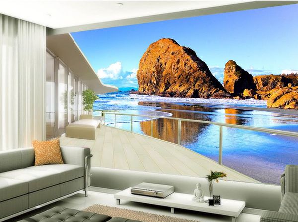 

dream beach ocean 3d window living room mural 3d wallpaper 3d wall papers for tv backdrop