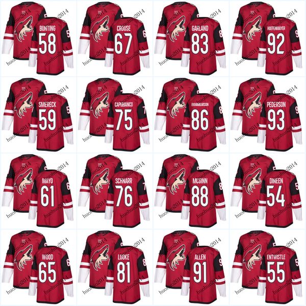 

2017-2018 Season Arizona Coyotes Jerseys 59 Jalen Smereck 75 Kyle Capobianco 61 Dysin Mayo 65 Kyle Wood 67 Lawson Crouse Hockey jerseys
