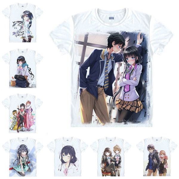 

japanese anime shirt masamune-kun's revenge t-shirts multi-style short sleeve masamune makabe aki adagaki cosplay costume kawaii gift, White;black