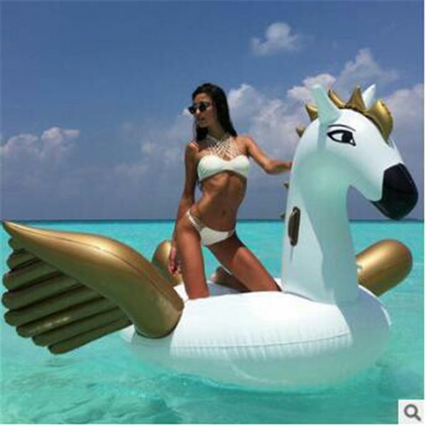 

summer inflatable float & tubes giant unicorn pegasus water swimming float raft air mattress swim ring ride-on pool beach toy