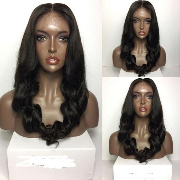 

malaysian body wave human hair lace front wig full lace human hair wig with baby hair glueless lace wig, Black;brown