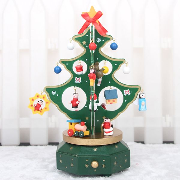 Three Dimensional Glitter Wooden Christmas Tree Decorations Mini