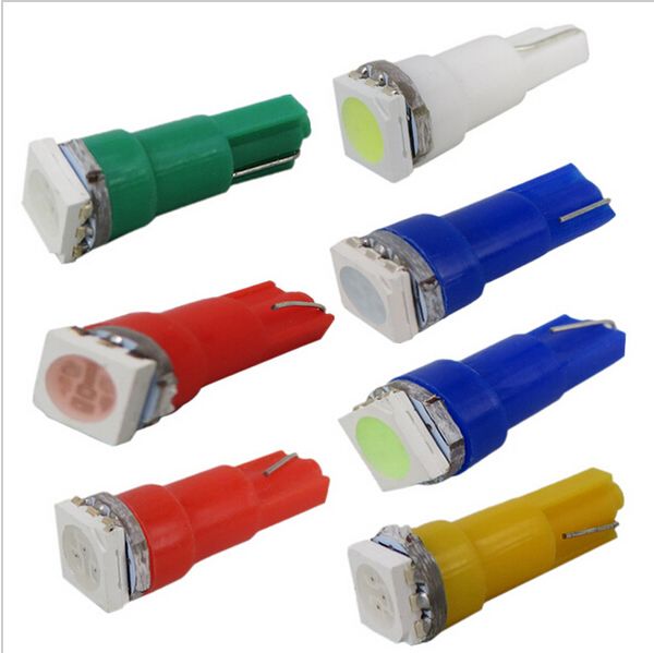 

100pcs colorful t5 1 smd 5050 led 74 led car side wedge t5 interior instrument panel gauge wedge light lamp bulbs